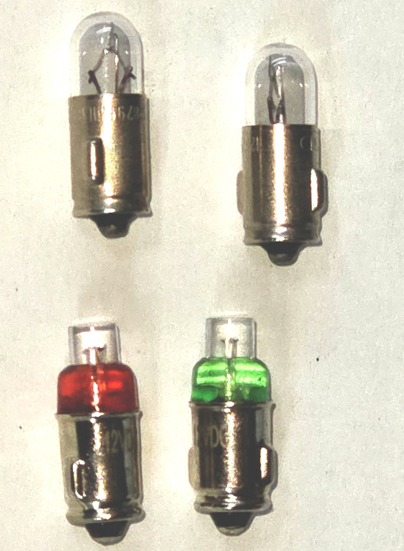 These are the bulbs Marla bought from the same source that provided her with LEDs for her camper. Unfortunately, they sent polarity sensitive bulbs that won't work in a VW warning light system which is wired in reverse polarity- the bulb socket is hot and the tip is ground. I installed regular bulbs and the dummy lights work fine.  LED stands for Light Emitting Diode, and a diode is a one-way electrical check valve. Normal bulbs don't care if the polarity is reversed but LEDs do, unless they have an internal shunt built in. Some LEDs will work in a backwards wired system if they have an internal shunt.